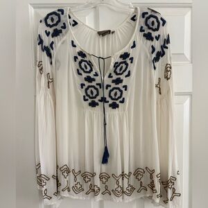 Anthropologie Vanessa Virginia Embroidered Long Sleeve Blouse